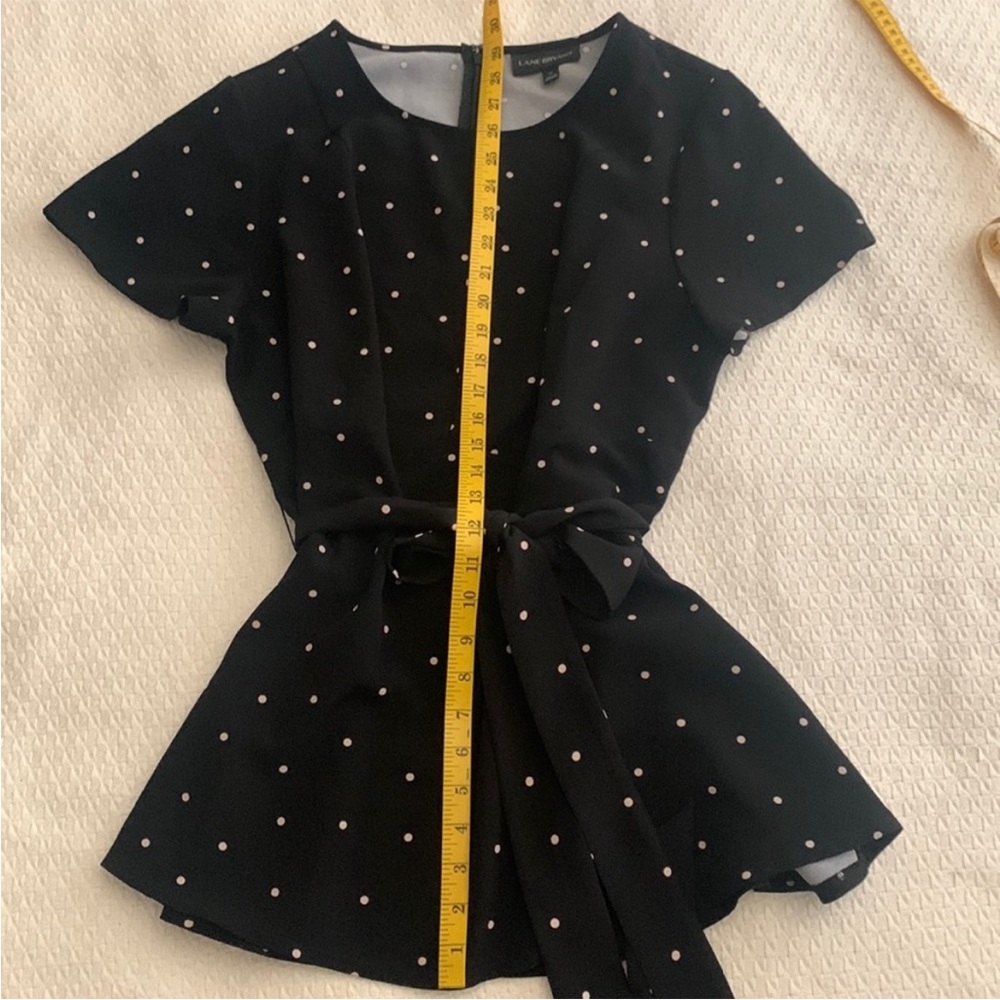 Lane Bryant black and pink polka dot blouse